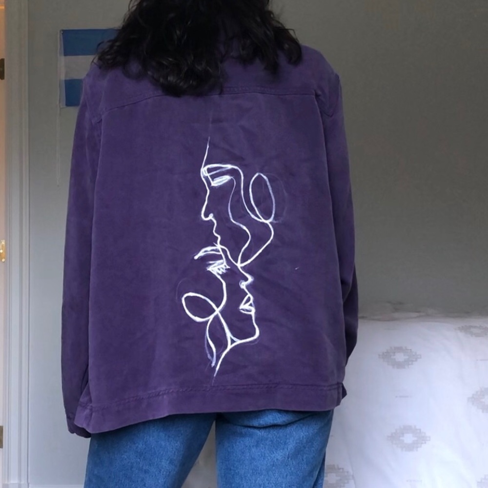 Hand painted purple button up